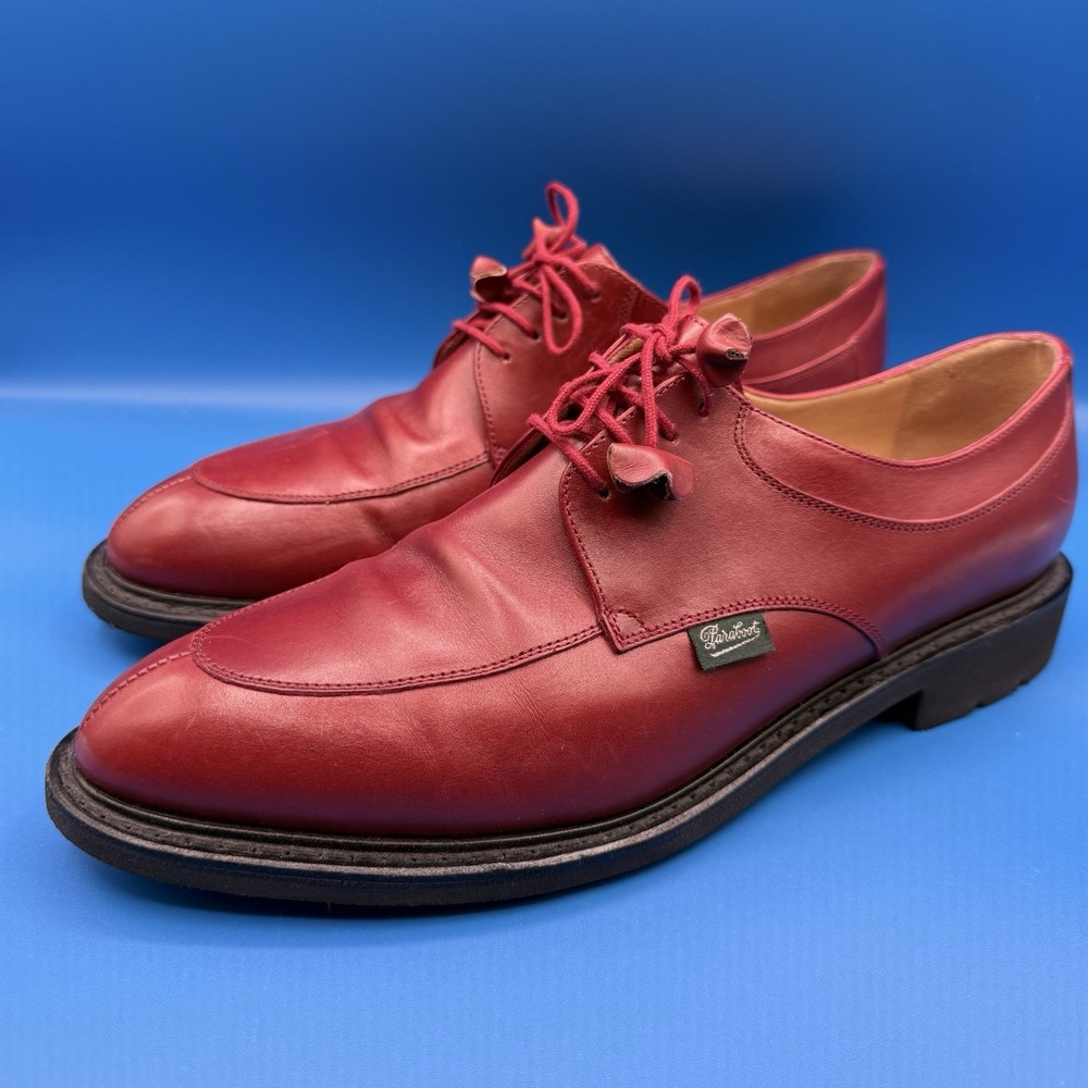Paraboot Women's Veley Rouge Red Silk Derby Shoe Rubber Sole UK 6.5 | US 8.5